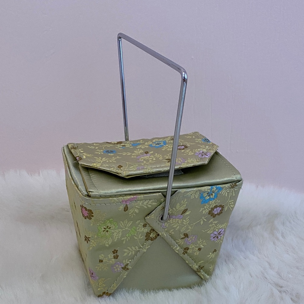 Vintage Asian floral takeout container purse